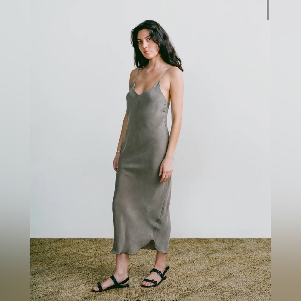 OZMA Anaise Slip Dress in Japanese Cupro 90s Grey Sz M NWOT